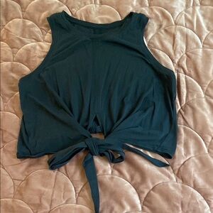 Lululemon Athletica Black Tie Front Crop Tank Top